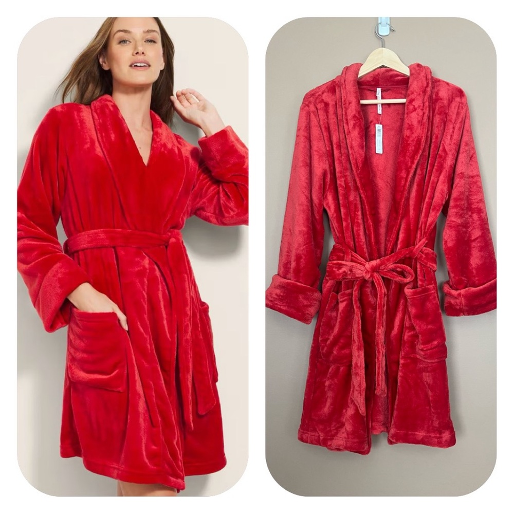 {Soma} Plush Short Robe in Paint The Town Red - Womens L / XL - NWT